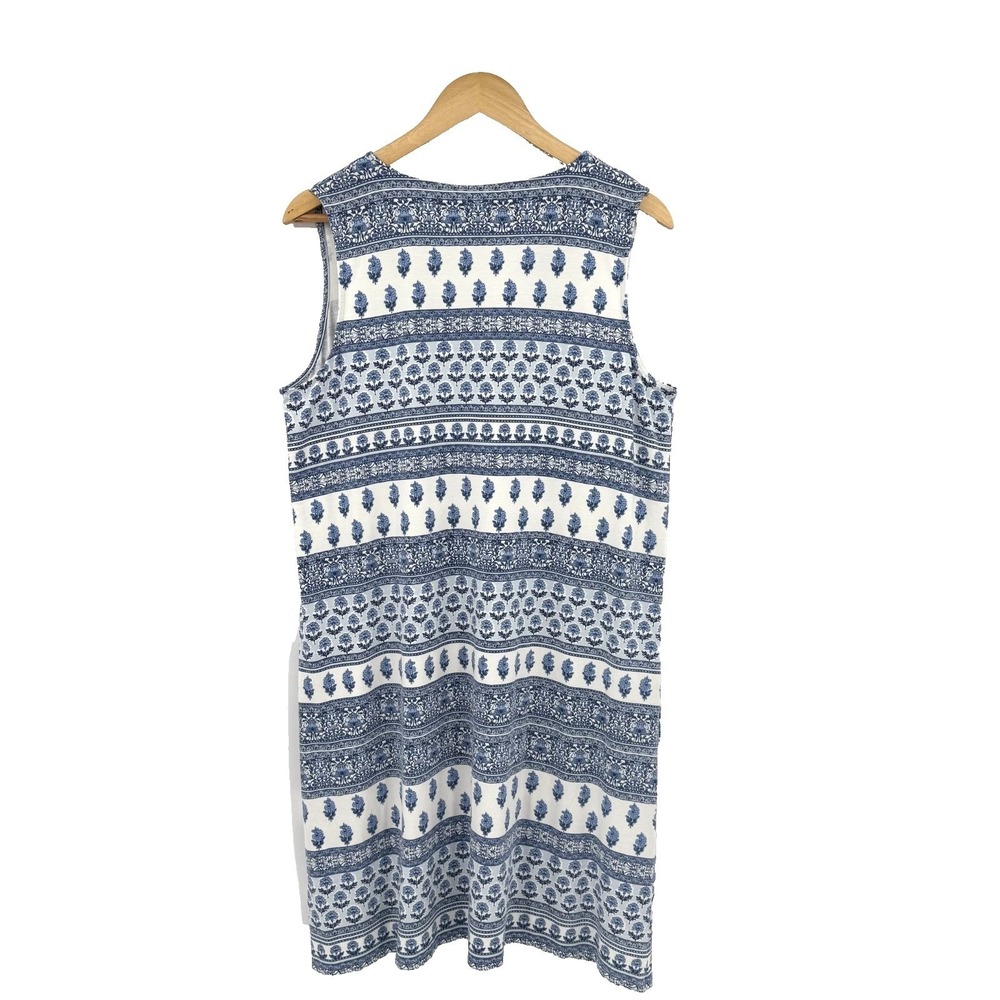 J. Jill Dress Women's L Blue Sleeveless Floral Print Wearever Collection Boho - Picture 3 of 8